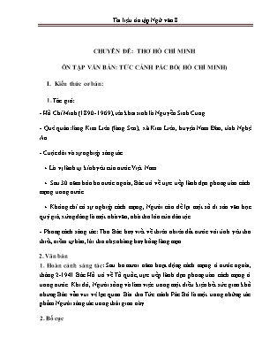 Tài liệu ôn tập Ngữ văn Lớp 8 - Chuyên đề: Thơ Hồ Chí Minh