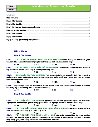 Bài tập ôn tập Đại số Lớp 11 - Bài 2.1: Phép đếm. Quy tắc cộng, quy tắc nhân (Có lời giải) Bài tập ôn tập Đại số Lớp 11 - Bài 2.1: Phép đếm. Quy tắc cộng, quy tắc nhân (Có lời giải)