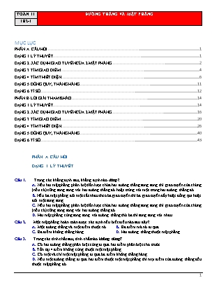 Bài tập ôn tập Hình học Lớp 11 - Bài 2.1: Đường thẳng và mặt phẳng (Có lời giải) Bài tập ôn tập Hình học Lớp 11 - Bài 2.1: Đường thẳng và mặt phẳng (Có lời giải)