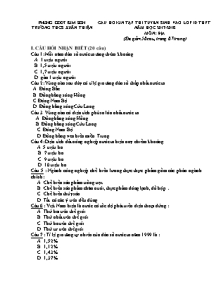 Câu hỏi ôn tập thi tuyển sinh vào Lớp 10 THPT môn Địa lí - Năm học 2017-2018 - Trường THCS Xuân Thiện (Có đáp án)