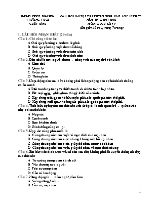 Câu hỏi ôn tập thi tuyển sinh vào Lớp 10 THPT môn Giáo dục công dân - Năm học 2017-2018 - Trường THCS Chất Bình (Có đáp án)