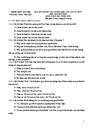 Câu hỏi ôn tập thi tuyển sinh vào Lớp 10 THPT môn Giáo dục công dân - Năm học 2017-2018 - Trường THCS Yên Mật (Có đáp án)