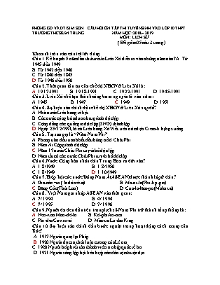 Câu hỏi ôn tập thi tuyển sinh vào Lớp 10 THPT môn Lịch sử - Đề 2 - Năm học 2018-2019 - Trường THCS Kim Trung (Có đáp án) Câu hỏi ôn tập thi tuyển sinh vào Lớp 10 THPT môn Lịch sử - Đề 2 - Năm học 2018-2019 - Trường THCS Kim Trung (Có đáp án)