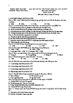 Câu hỏi ôn tập thi tuyển sinh vào Lớp 10 THPT môn Lịch sử - Năm học 2017-2018 - Trường THCS Cồn Thoi (Có đáp án)