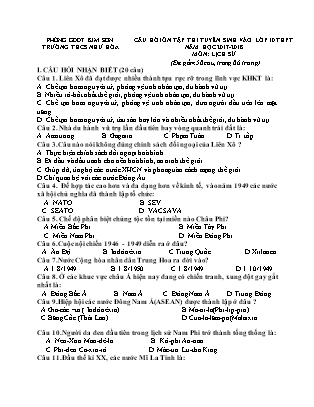 Câu hỏi ôn tập thi tuyển sinh vào Lớp 10 THPT môn Lịch sử - Năm học 2017-2018 - Trường THCS Như Hòa (Có đáp án) Câu hỏi ôn tập thi tuyển sinh vào Lớp 10 THPT môn Lịch sử - Năm học 2017-2018 - Trường THCS Như Hòa (Có đáp án)