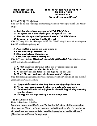 Câu hỏi ôn tập thi tuyển sinh vào Lớp 10 THPT môn Ngữ văn - Đề 2 - Năm học 2017-2018 - Trường THCS Ân Hòa (Có đáp án) Câu hỏi ôn tập thi tuyển sinh vào Lớp 10 THPT môn Ngữ văn - Đề 2 - Năm học 2017-2018 - Trường THCS Ân Hòa (Có đáp án)