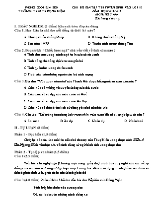 Câu hỏi ôn tập thi tuyển sinh vào Lớp 10 THPT môn Ngữ văn - Đề 2 - Năm học 2017-2018 - Trường THCS Thượng Kiệm (Có đáp án) Câu hỏi ôn tập thi tuyển sinh vào Lớp 10 THPT môn Ngữ văn - Đề 2 - Năm học 2017-2018 - Trường THCS Thượng Kiệm (Có đáp án)