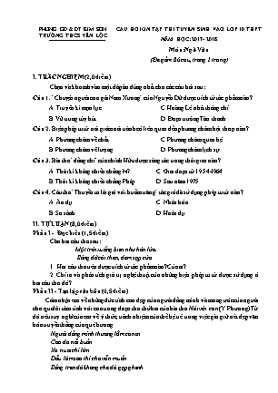 Câu hỏi ôn tập thi tuyển sinh vào Lớp 10 THPT môn Ngữ văn - Đề 2 - Năm học 2017-2018 - Trường THCS Yên Lộc (Có đáp án)