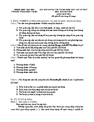 Câu hỏi ôn tập thi tuyển sinh vào Lớp 10 THPT môn Ngữ văn - Năm học 2017-2018 - Trường THCS Xuân Thiện (Có đáp án)