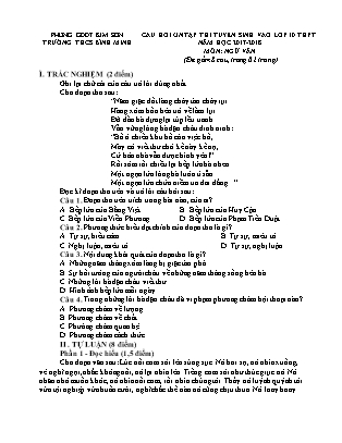 Câu hỏi ôn tập thi tuyển sinh vào Lớp 10 THPT môn Ngữ văn - Trường THCS Bình Minh (Có đáp án) Câu hỏi ôn tập thi tuyển sinh vào Lớp 10 THPT môn Ngữ văn - Trường THCS Bình Minh (Có đáp án)