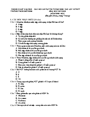 Câu hỏi ôn tập thi tuyển sinh vào Lớp 10 THPT môn Sinh học - Năm học 2017-2018 - Trường THCS Chất Bình (Có đáp án) Câu hỏi ôn tập thi tuyển sinh vào Lớp 10 THPT môn Sinh học - Năm học 2017-2018 - Trường THCS Chất Bình (Có đáp án)