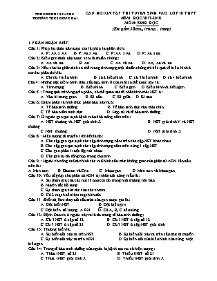 Câu hỏi ôn tập thi tuyển sinh vào Lớp 10 THPT môn Sinh học - Năm học 2017-2018 - Trường THCS Đông Hải (Có đáp án)