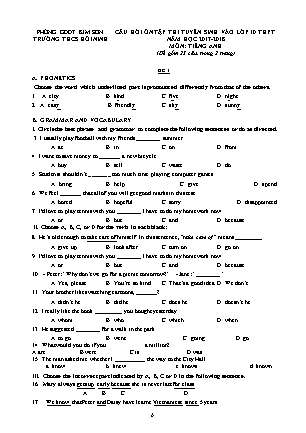 Câu hỏi ôn tập thi tuyển sinh vào Lớp 10 THPT môn Tiếng Anh - Năm học 2017-2018 - Trường THCS Hồi Ninh (Có đáp án) Câu hỏi ôn tập thi tuyển sinh vào Lớp 10 THPT môn Tiếng Anh - Năm học 2017-2018 - Trường THCS Hồi Ninh (Có đáp án)