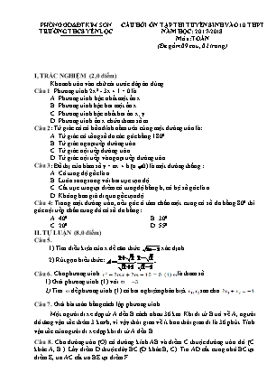 Câu hỏi ôn tập thi tuyển sinh vào Lớp 10 THPT môn Toán - Đề 2 - Năm học 2017-2018 - Trường THCS Yên Lộc (Có đáp án)