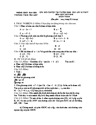 Câu hỏi ôn tập thi tuyển sinh vào Lớp 10 THPT môn Toán - Năm học 2017-2018 - Trường THCS Yên Mật (Có đáp án)