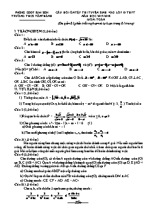 Câu hỏi ôn tập thi tuyển sinh vào Lớp 10 THPT môn Toán - Năm học 2017-2018 - Trường THCS Tân Thành (Có đáp án)