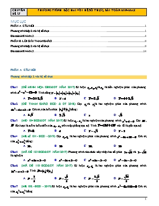 Chuyên đề Đại số Lớp 12 - Chương 3 - Đề 27: Phương trình bậc hai với hệ số thực, bài toán min-max (Có lời giải)