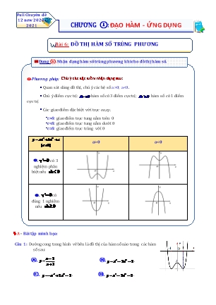 Chuyên đề Giải tích Lớp 12 - Chương 1: Đạo hàm. Ứng dụng - Bài 6: Đồ thị hàm số trùng phương (Có đáp án)