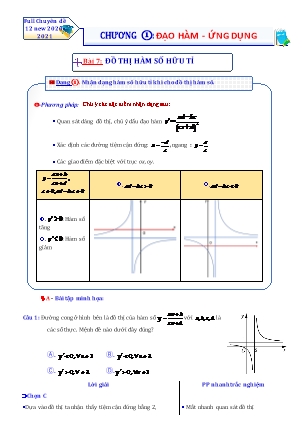 Chuyên đề Giải tích Lớp 12 - Chương 1: Đạo hàm. Ứng dụng - Bài 7: Đồ thị hàm số hữu tỉ (Có đáp án) Chuyên đề Giải tích Lớp 12 - Chương 1: Đạo hàm. Ứng dụng - Bài 7: Đồ thị hàm số hữu tỉ (Có đáp án)
