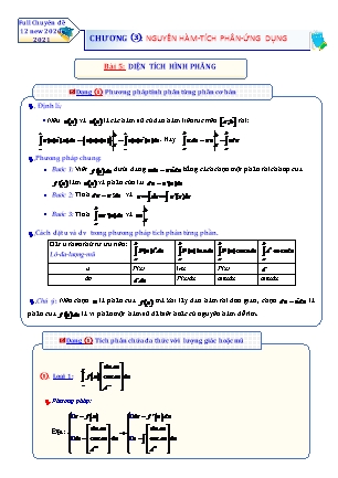 Chuyên đề Giải tích Lớp 12 - Chương 3: Nguyên hàm. Tích phân. Ứng dụng - Bài 4: Tích phân từng phần (Có đáp án)