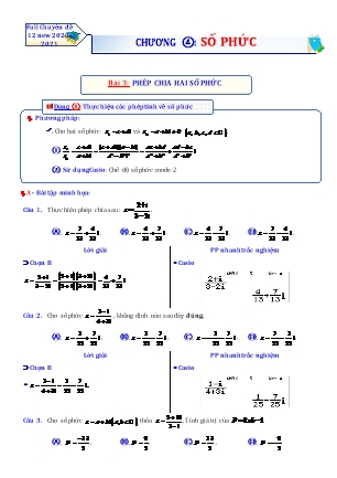 Chuyên đề Giải tích Lớp 12 - Chương 4: Số phức - Bài 3: Phép chia hai số phức