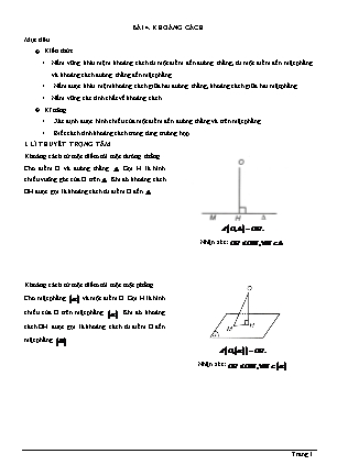 Chuyên đề Hình học Lớp 11 - Chương 3 - Bài 4: Khoảng cách (Có đáp án) Chuyên đề Hình học Lớp 11 - Chương 3 - Bài 4: Khoảng cách (Có đáp án)
