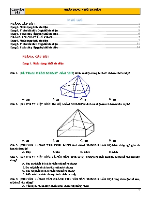Chuyên đề Hình học Lớp 12 - Chương 1 - Đề 7: Nhận dạng khối đa diện (Có lời giải)