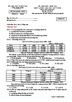 Đề khảo sát, đánh giá chất lượng giáo dục môn Tổ hợp Lớp 9 - Mã đề: 001 - Năm học 2022-2023 - Sở GD&ĐT Ninh Bình (Kèm đáp án)