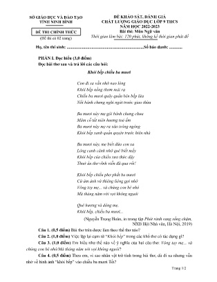 Đề khảo sát, đánh giá chất lượng giáo dục Ngữ văn Lớp 9 - Năm học 2022-2023 - Sở GD&ĐT Ninh Bình (Có đáp án)