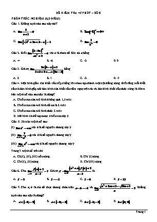 Đề kiểm tra 45 phút học kì 1 Toán Lớp 11 - Đề số 8 (Có đáp án)