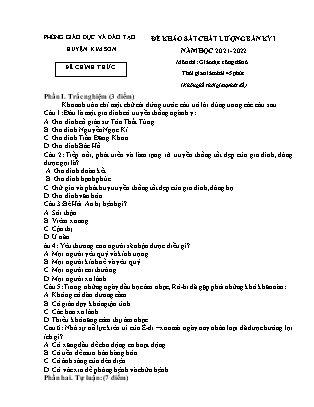 Đề kiểm tra chất lượng giữa kì 1 Giáo dục công dân Lớp 6 - Năm học 2021-2022 - Trường THCS Lai Thành (Có đáp án)