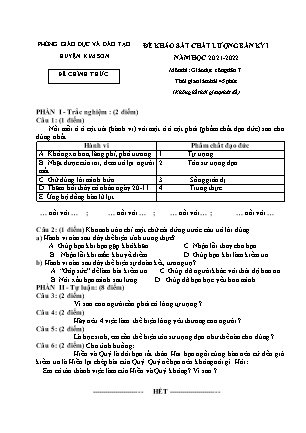 Đề kiểm tra chất lượng giữa kì 1 Giáo dục công dân Lớp 7 - Năm học 2021-2022 - Trường THCS Lai Thành (Có đáp án)