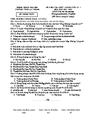 Đề kiểm tra chất lượng giữa kì 1 Giáo dục địa phương Lớp 6 - Năm học 2021-2022 - Trường THCS Lai Thành (Có đáp án)