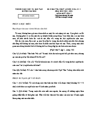 Đề kiểm tra chất lượng giữa kì 1 Ngữ văn Lớp 7 - Năm học 2021-2022 - Trường THCS Lai Thành (Có đáp án)