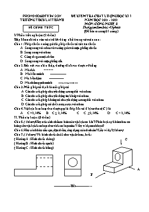 Đề kiểm tra chất lượng học kì 1 Công nghệ Lớp 8 - Năm học 2021-2022 - Trường THCS Lai Thành (Có đáp án)