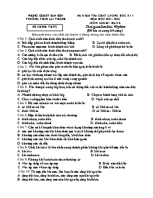 Đề kiểm tra chất lượng học kì 1 Lịch sử và Địa lí Lớp 6 - Năm học 2021-2022 - Trường THCS Lai Thành (Có đáp án)