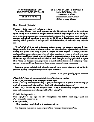 Đề kiểm tra chất lượng học kì 1 Ngữ văn Lớp 9 - Năm học 2021-2022 - Trường THCS Lai Thành (Có đáp án)