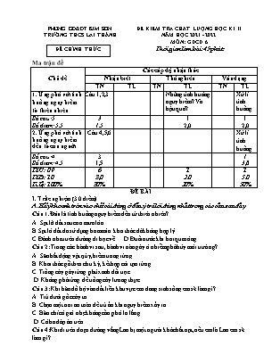 Đề kiểm tra chất lượng học kì 2 Giáo dục công dân Lớp 6 - Năm học 2021-2022 - Trường THCS Lai Thành (Có ma trận và đáp án)