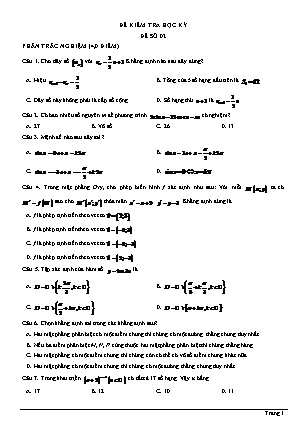 Đề kiểm tra cuối học kì 2 Toán Lớp 11 - Đề số 2 (Có đáp án)