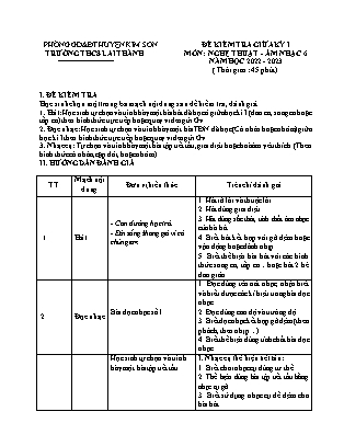 Đề kiểm tra giữa kì 1 Âm nhạc Lớp 6 - Năm học 2022-2023 - Trường THCS Lai Thành (Có hướng dẫn chấm)