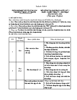 Đề kiểm tra giữa kì 1 Âm nhạc Lớp 7 - Năm học 2022-2023 - Trường THCS Lai Thành (Có hướng dẫn chấm)
