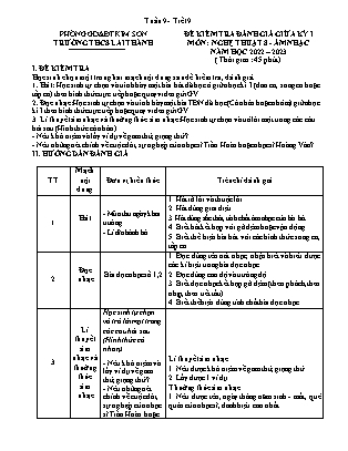 Đề kiểm tra giữa kì 1 Âm nhạc Lớp 8 - Năm học 2022-2023 - Trường THCS Lai Thành (Có hướng dẫn chấm)