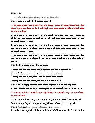 Đề kiểm tra giữa kì 1 Công nghệ Lớp 6 - Năm học 2021-2022 - Trường THCS Lai Thành (Có đáp án)