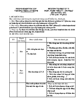 Đề kiểm tra học kì 2 Âm nhạc Lớp 7 - Năm học 2022-2023 - Trường THCS Lai Thành (Có hướng dẫn chấm)