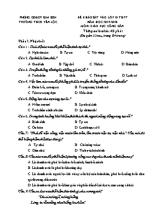 Đề thi khảo sát vào Lớp 10 môn Giáo dục công dân - Đề 2 - Năm học 2017-2018 - Trường THCS Yên Lộc (Có đáp án)