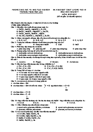 Đề thi khảo sát vào Lớp 10 môn Hóa học - Đề 1 - Năm học 2017-2018 - Trường THCS Yên Lộc (Có đáp án)
