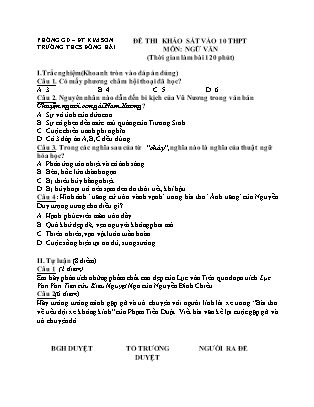 Đề thi khảo sát vào Lớp 10 môn Ngữ văn - Năm học 2017-2018 - Trường THCS Đông Hải (Có đáp án)