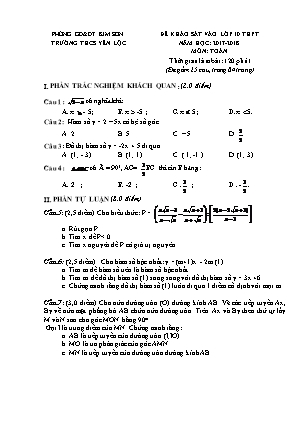 Đề thi khảo sát vào Lớp 10 môn Toán - Năm học 2017-2018 - Trường THCS Yên Lộc (Có đáp án)
