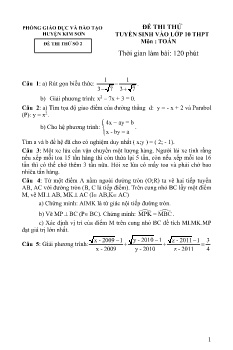 Đề thi thử tuyển sinh vào Lớp 10 THPT môn Toán - Đề số 02 - Phòng GD&ĐT Kim Sơn (Có đáp án)