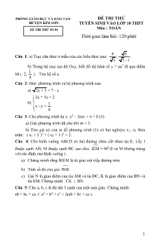 Đề thi thử tuyển sinh vào Lớp 10 THPT môn Toán - Đề số 04 - Phòng GD&ĐT Kim Sơn (Có đáp án)